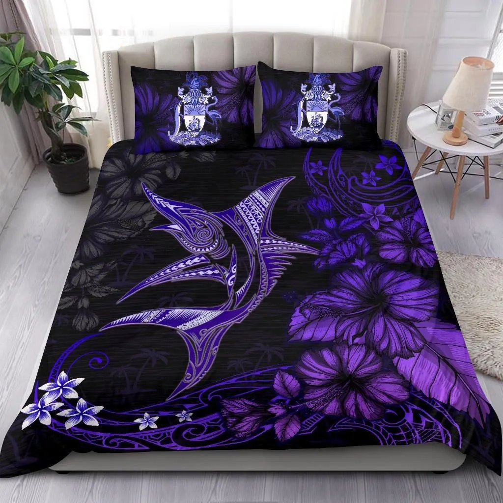 The Bahamas Bedding Set - Blue Purple Marlin with Hibiscus