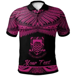 Tuvalu Polynesian Custom Personalised Polo Shirt - Poly Tattoo Pink Version