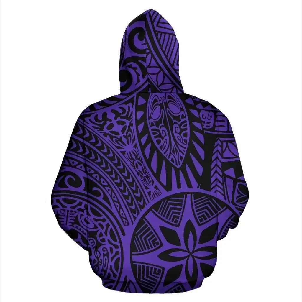 Alohawaii Hoodie - Polynesian Hawaiian Style Tribal Tattoo Violet Pullover - AH - JR