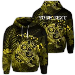 (Personalised) Hawaiian Map Turtle Tattoo Hibiscus Plumeria Polynesian Hoodie - Yellow - AH