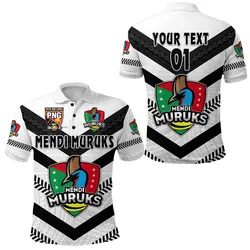 (Custom Personalised) Papua New Guinea PRK Mendi Muruks Polo Shirt Rugby Polynesian - White LT8