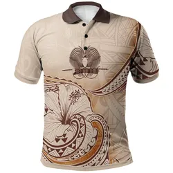 Papua New Guinea Polo Shirt - Hibiscus Flowers Vintage Style