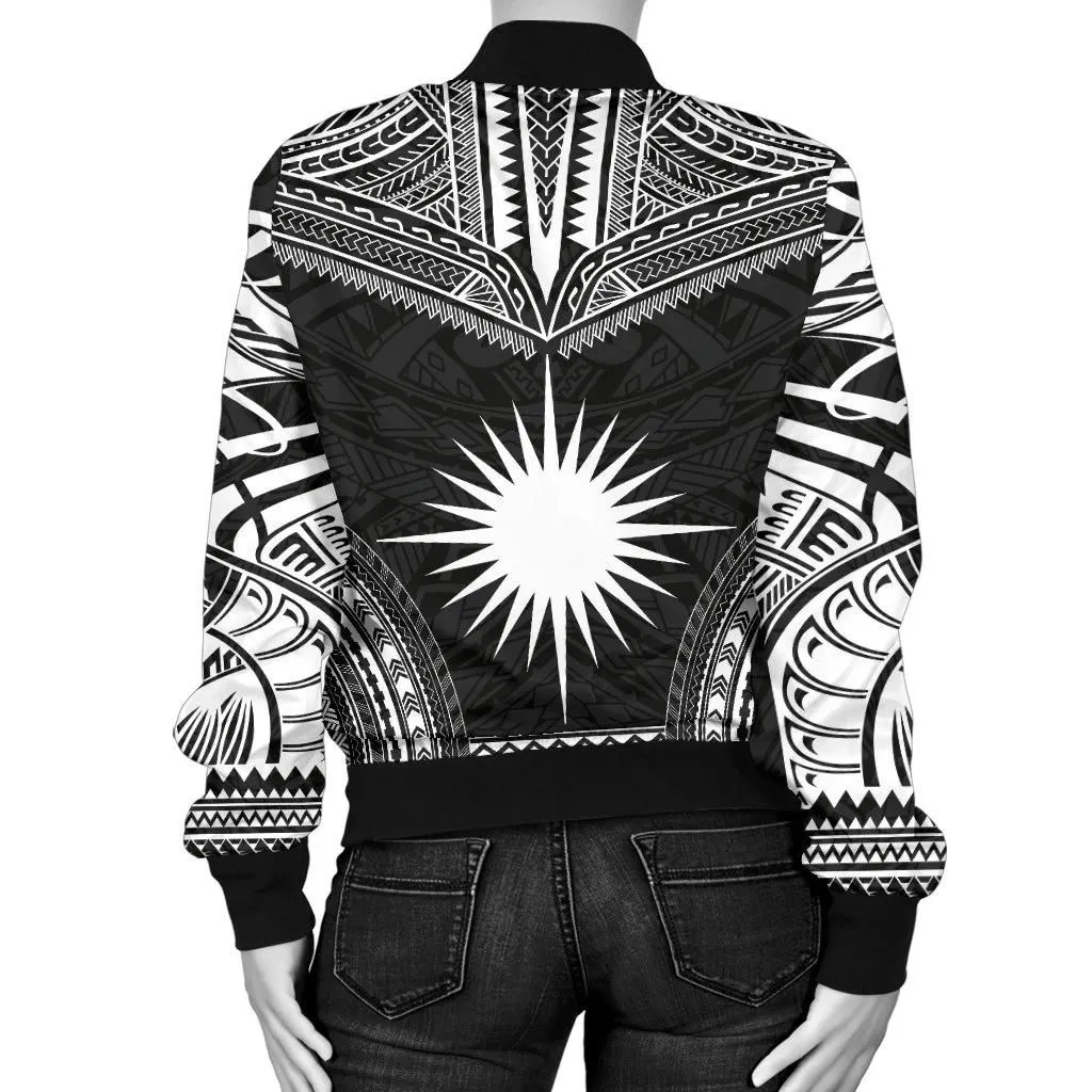 FamilyGaterJacket - Bomber Jacket Marshall Islands Polynesian Chief - Black Version - Bn10