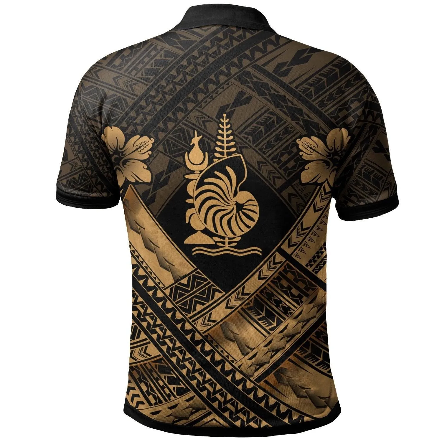 New Caledonia Polynesian Custom Personalised Polo Shirts - New Caledonia Gold Seal Camisole Hibiscus Style