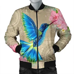Hawaii Humming Bird Hibiscus Polynesian Bomber Jacket - AH