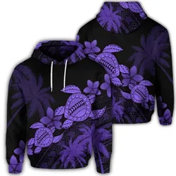 Alohawaii Hoodie - Hawaiian Turtle Plumeria Coconut Tree Polynesian Hoodie - Purple - AH - J4R