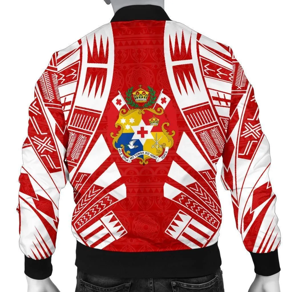 Tonga Men Bomber Jackets - Polynesian Tattoo Flag