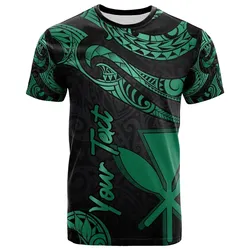 Hawaii Kanaka Maoli Polynesian Custom Personalised T Shirt - Poly Tattoo Green Version