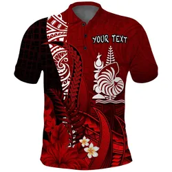 (Custom Personalised) New Caledonia Polo Shirt Nautilus Red Polynesian Hibiscus LT13