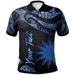 Nauru Polynesian Custom Personalised Polo Shirt - Poly Tattoo Blue Version